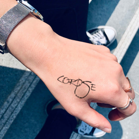 Corpse custom temporary tattoo sticker design idea inspiration meanings removal arm wrist hand words font name signature calligraphy lyrics tour concert outfits merch accessory gift souvenir costumes wear dress up code